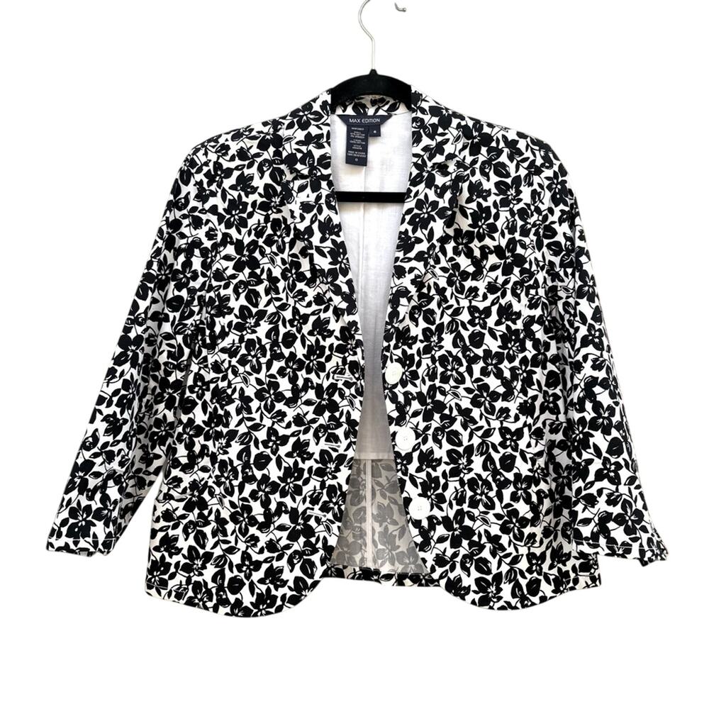 MAX Edition Floral Black and White Women's Jacket, women's size 6